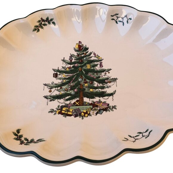 Spode Christmas Tree Oval Fluted Platter Dish Large New - Picture 8 of 12